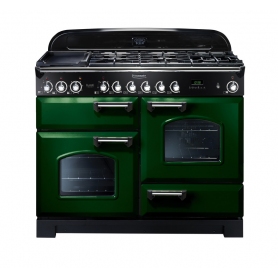 Rangemaster Classic Deluxe 110 Dual Fuel Racing Green with Chrome trim
